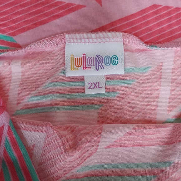 NWT LuLaRoe Azure Pinks & Green Graphic Print A-Line Knee Length - Size 2XL - Picture 3 of 7